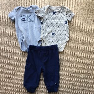 Calvin Klein 0-3M 3-piece set navy blue